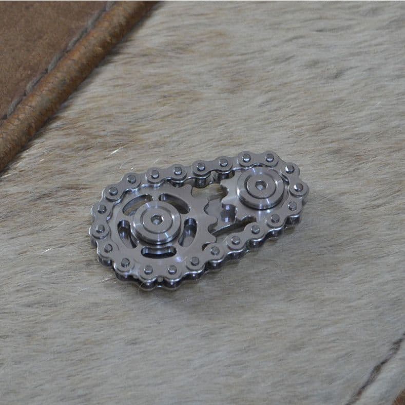 image-Metal Chain Gear Fidget Spinner Toy Sprocket Flywheel EDC