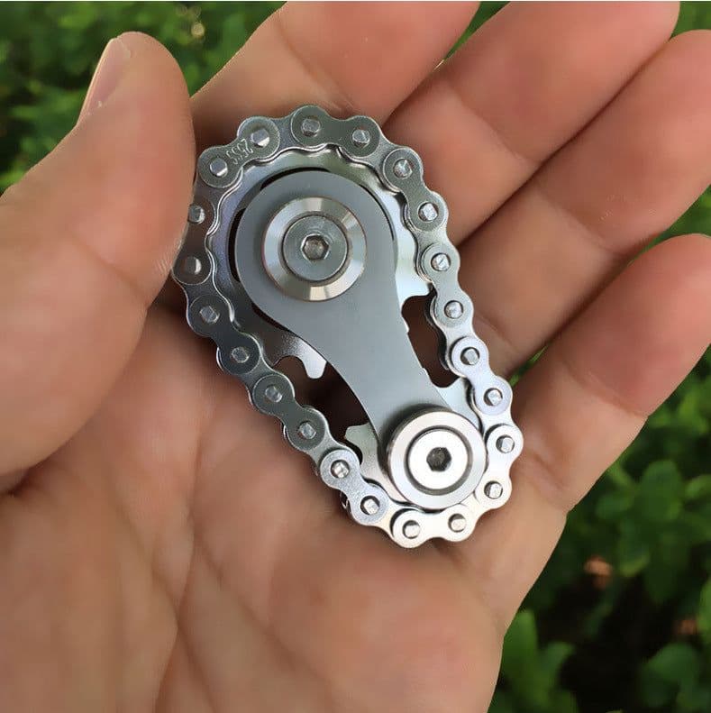 image-Metal Chain Gear Fidget Spinner Toy Sprocket Flywheel EDC