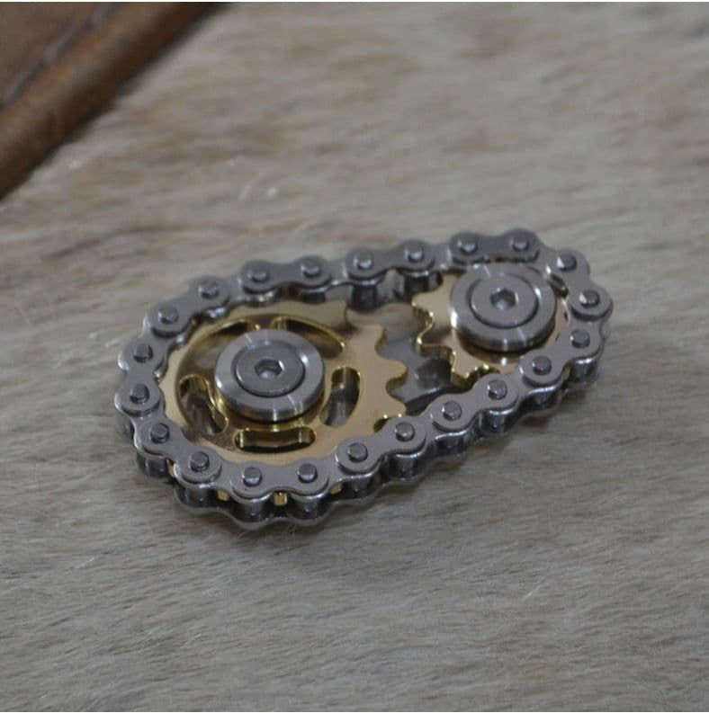 image-Metal Chain Gear Fidget Spinner Toy Sprocket Flywheel EDC