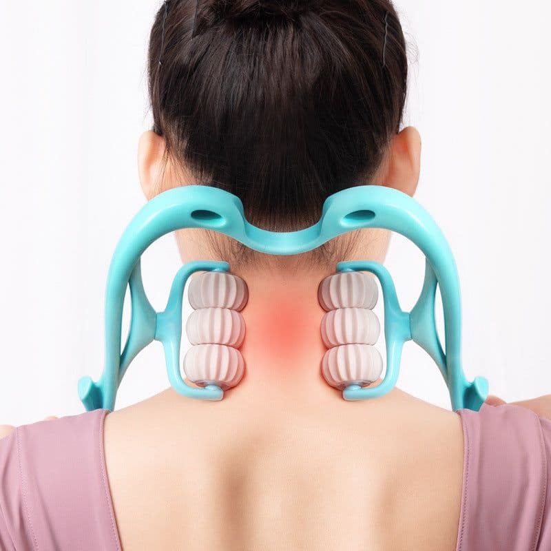 image-Cervical Neck Massager 6-Wheel Manual Kneading Massage Tool