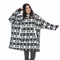 image-Leopard Print Hooded Flannel Blanket Hoodie