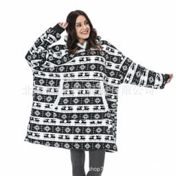 image-Leopard Print Hooded Flannel Blanket Hoodie