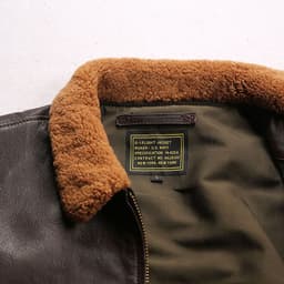 image-G1 Men's Brown Goat Leather Flight Jacket Wool Collar