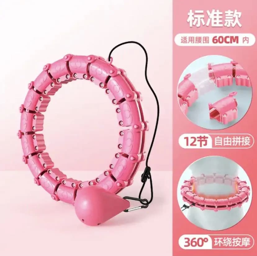 image-Smart Hula Hoop Detachable Weighted 24 Pink 800g
