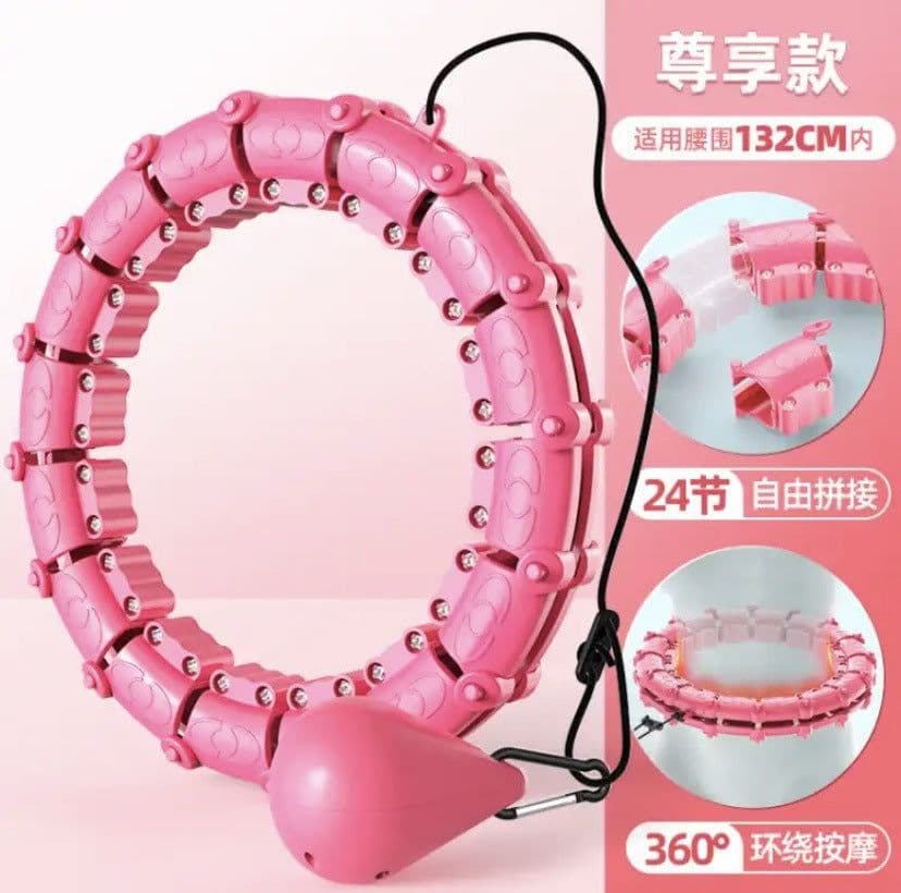image-Smart Hula Hoop Detachable Weighted 24 Pink 800g