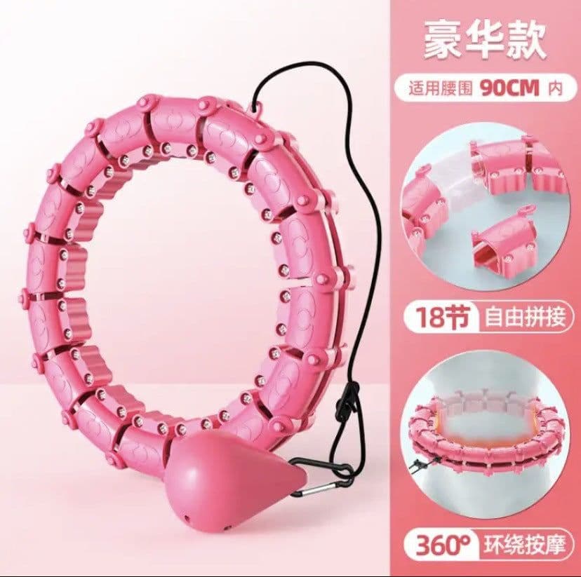 image-Smart Hula Hoop Detachable Weighted 24 Pink 800g