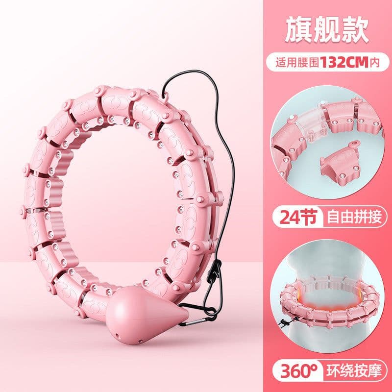 image-Smart Hula Hoop Detachable Weighted 24 Pink 800g