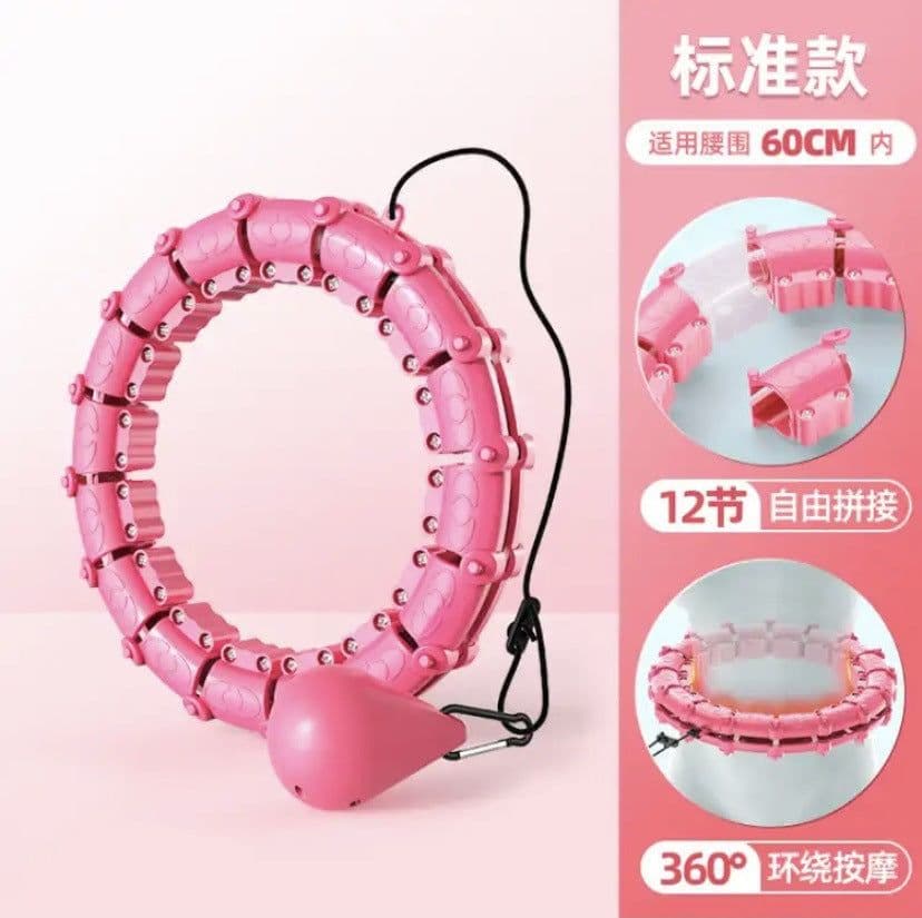 image-Smart Hula Hoop Detachable Weighted 24 Pink 800g
