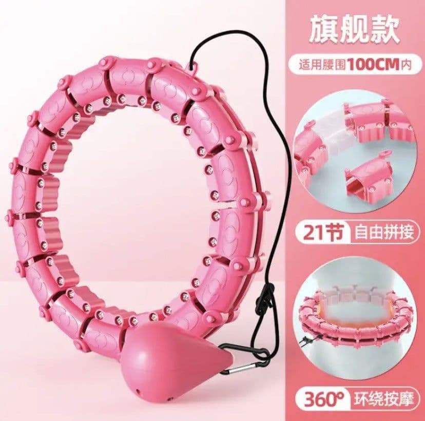 image-Smart Hula Hoop Detachable Weighted 24 Pink 800g