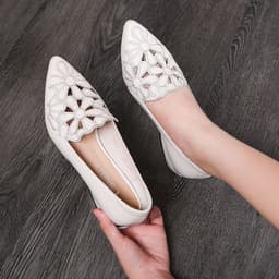 image-Moon Dream Industry Embroidered Leather Platform Wedge Shoes Breathable