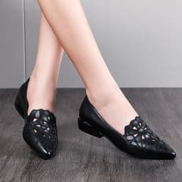 image-Moon Dream Industry Embroidered Leather Platform Wedge Shoes Breathable