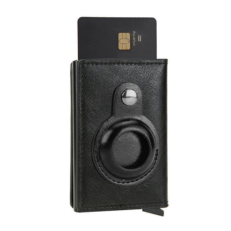 image-RFID Blocking Bifold Wallet with AirTag Holder Carbon Fiber PU Leather