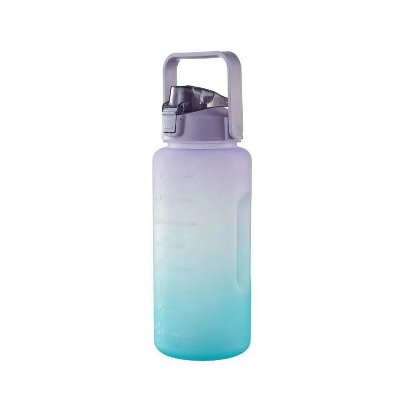 image-2L Gradient Frosted Water Bottle with Straw and Scale Sports Cup