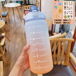 image-2L Gradient Frosted Water Bottle with Straw and Scale Sports Cup