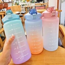 image-2L Gradient Frosted Water Bottle with Straw and Scale Sports Cup