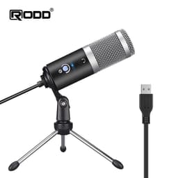 image-RODD USB Condenser Microphone with RGB Light for Streaming and Recording
