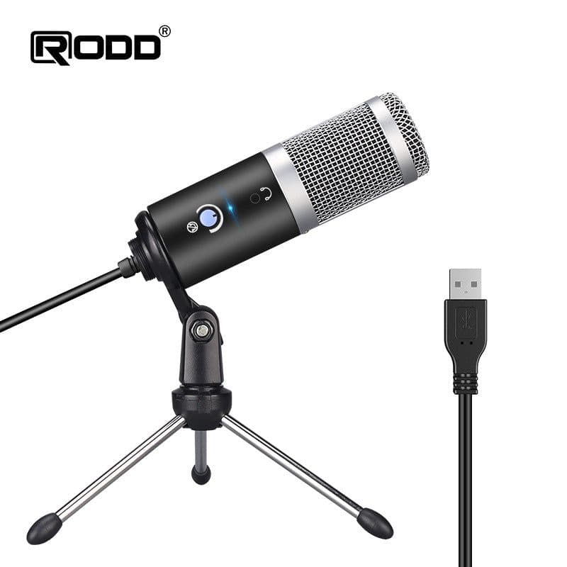 image-RODD USB Condenser Microphone with RGB Light for Streaming and Recording