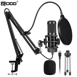image-RODD USB Condenser Microphone with RGB Light for Streaming and Recording