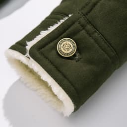 image-Men's Thick Cotton Jacket Fleece Lined Military Style Coat Army Green