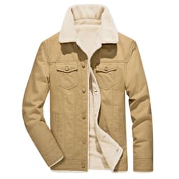 image-Men's Thick Cotton Jacket Fleece Lined Military Style Coat Army Green