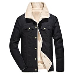 image-Men's Thick Cotton Jacket Fleece Lined Military Style Coat Army Green