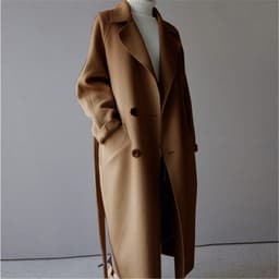 image-Women's Double-Sided Wool Blend Coat Mid-Length Beige Caramel
