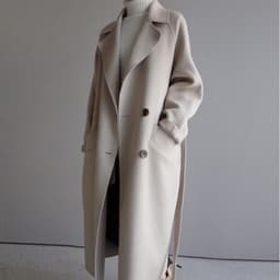 image-Women's Double-Sided Wool Blend Coat Mid-Length Beige Caramel