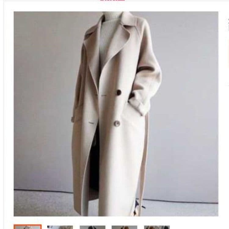 image-Women's Double-Sided Wool Blend Coat Mid-Length Beige Caramel