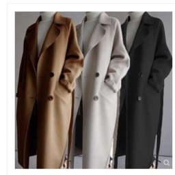 image-Women's Double-Sided Wool Blend Coat Mid-Length Beige Caramel