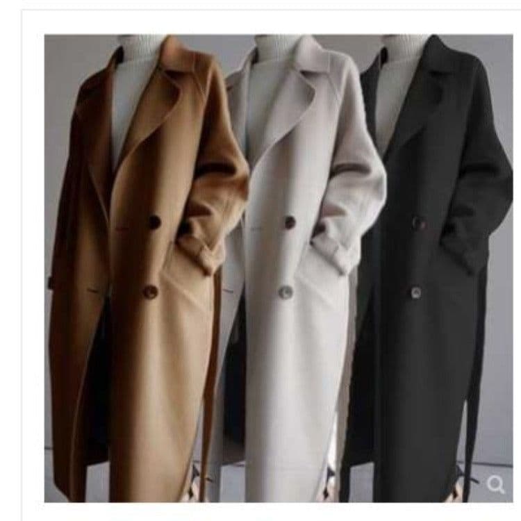 image-Women's Double-Sided Wool Blend Coat Mid-Length Beige Caramel