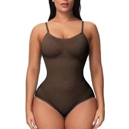 image-Shapewear Bodysuit Backless 3/4 Cup Brown XXXL Nylon Shaping