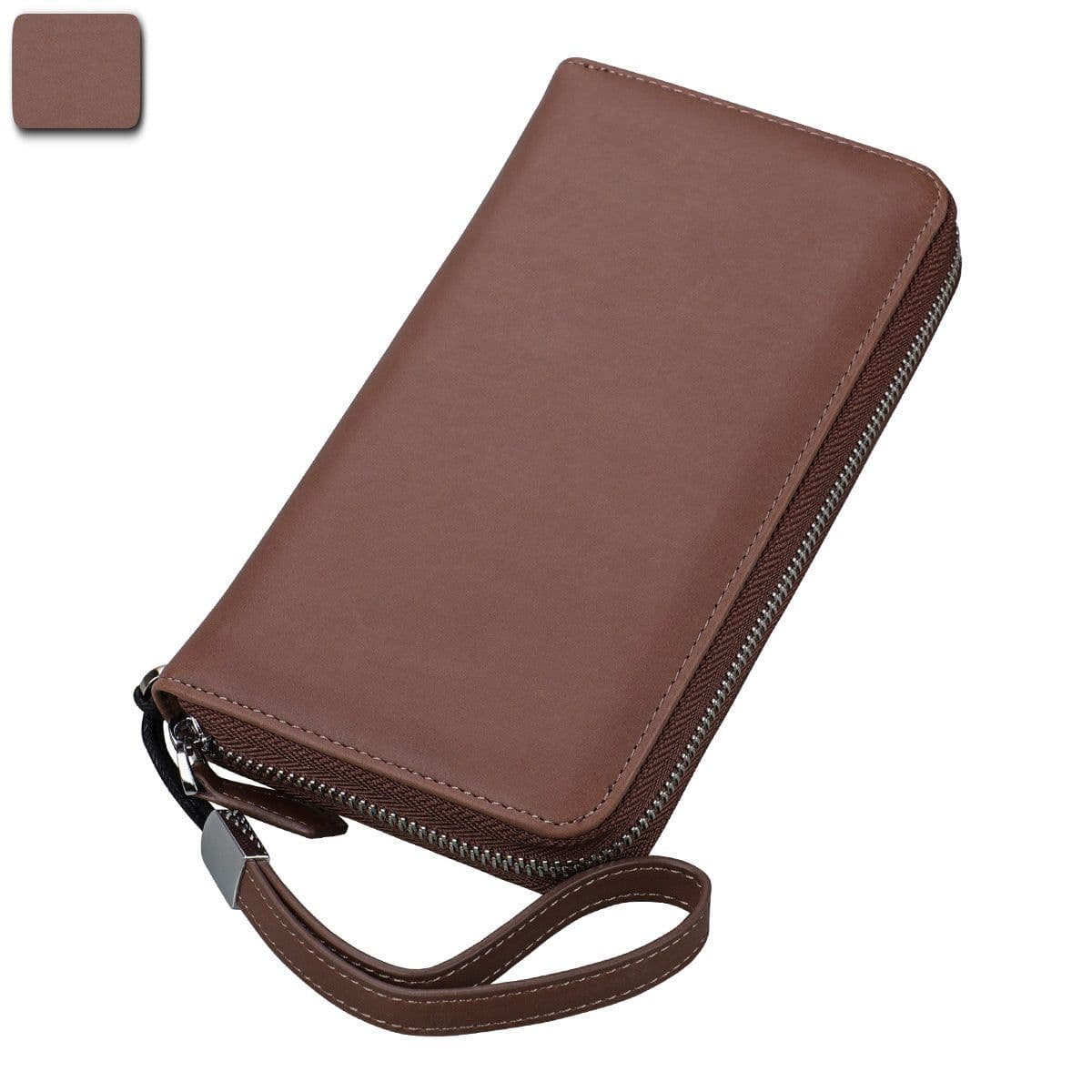 image-Men's Leather Long Wallet Multi-Card Zipper Clutch Large Capacity