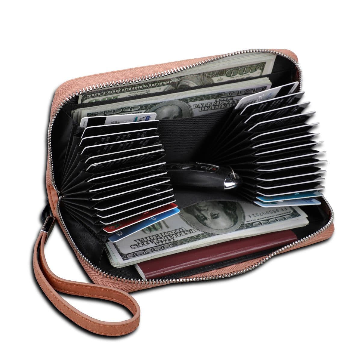 image-Men's Leather Long Wallet Multi-Card Zipper Clutch Large Capacity