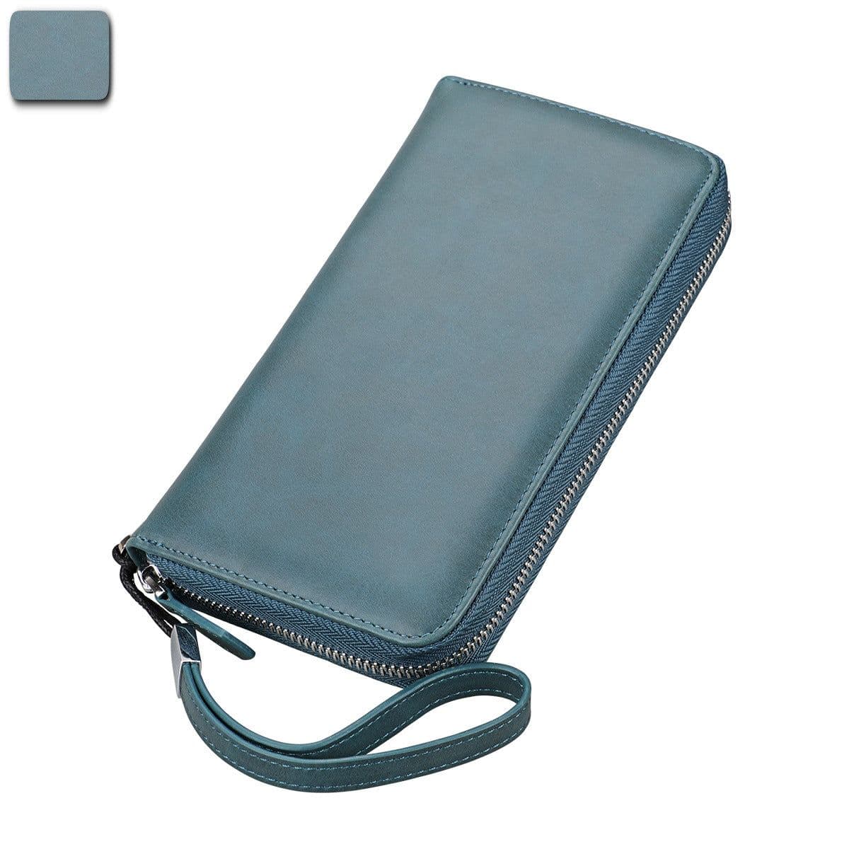 image-Men's Leather Long Wallet Multi-Card Zipper Clutch Large Capacity