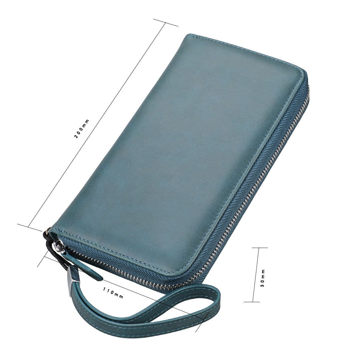 image-Men's Leather Long Wallet Multi-Card Zipper Clutch Large Capacity