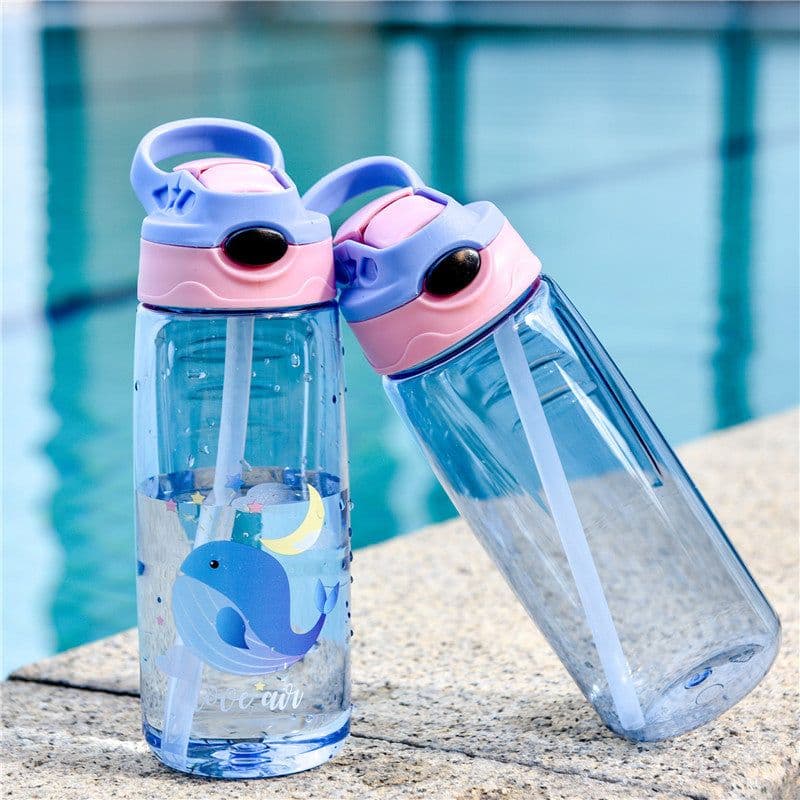 image-mipen Kids Plastic Water Bottle with Straw 501-600ml Cartoon