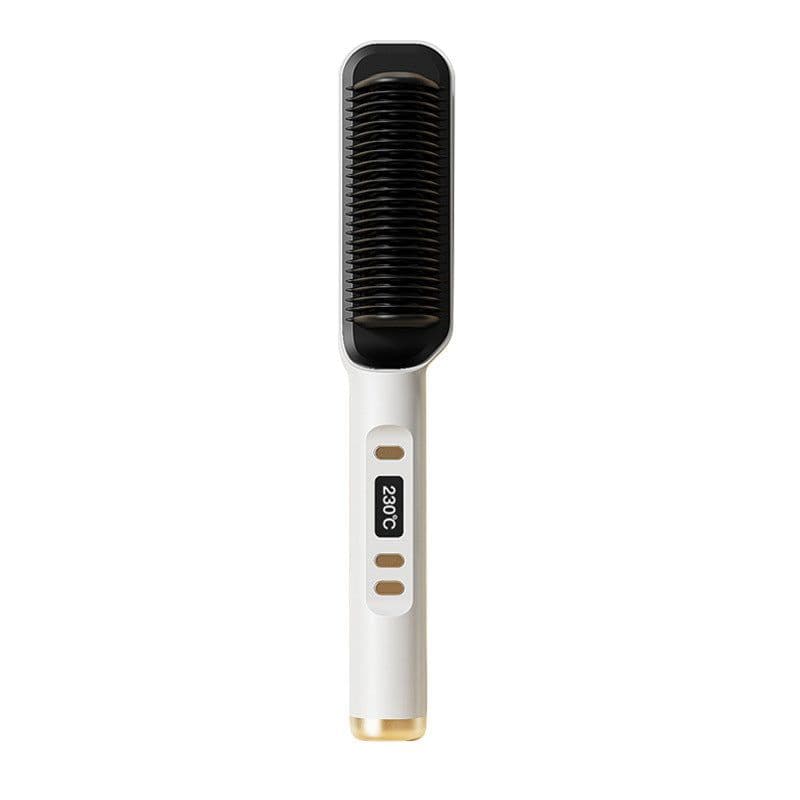 image-LCD Ionic Hair Straightener Brush 2-in-1 Curling Comb Electric