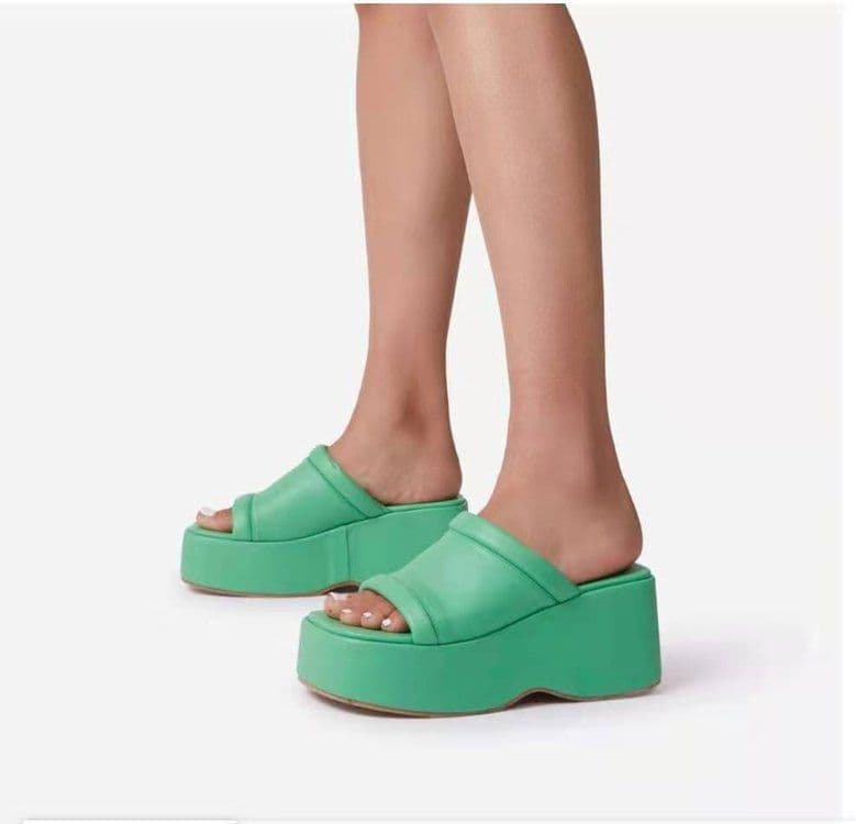 image-Women's Wedge Sandals Open Toe Slip-On Platform Casual Shoes