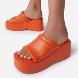 image-Women's Wedge Sandals Open Toe Slip-On Platform Casual Shoes