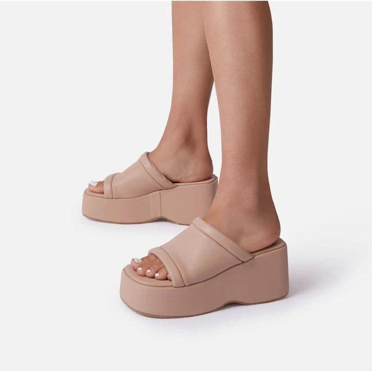 image-Women's Wedge Sandals Open Toe Slip-On Platform Casual Shoes