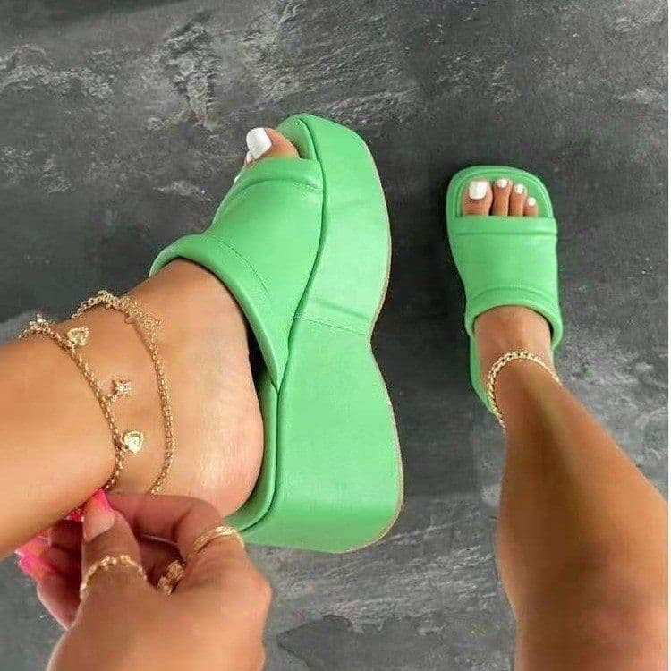 image-Women's Wedge Sandals Open Toe Slip-On Platform Casual Shoes