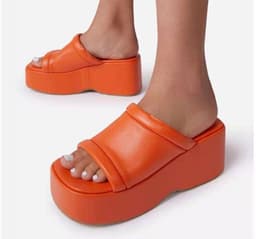 image-Women's Wedge Sandals Open Toe Slip-On Platform Casual Shoes