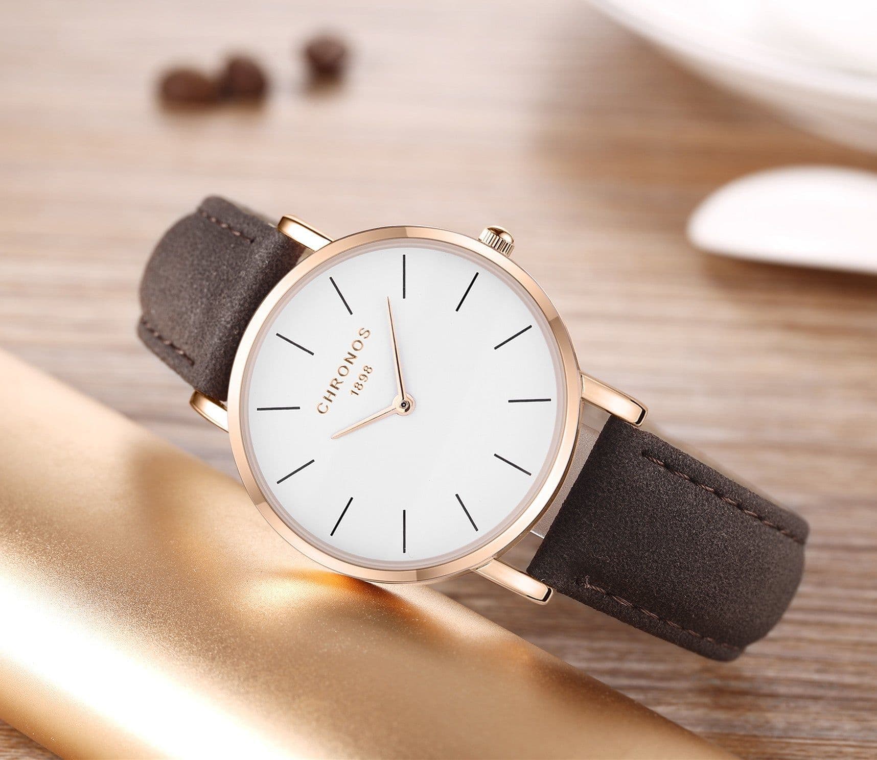 image-CHRONOS 36mm Women's Quartz Watch Round Dial PU Strap