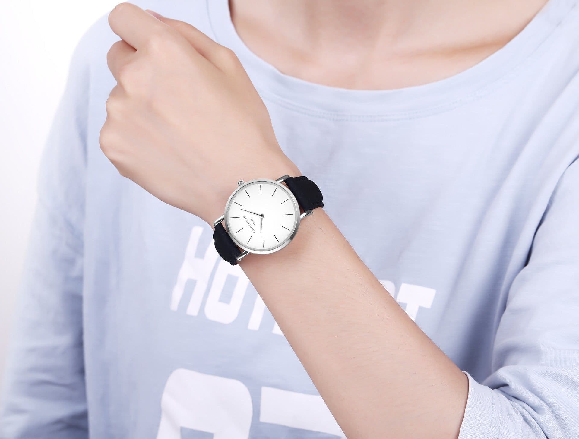 image-CHRONOS 36mm Women's Quartz Watch Round Dial PU Strap