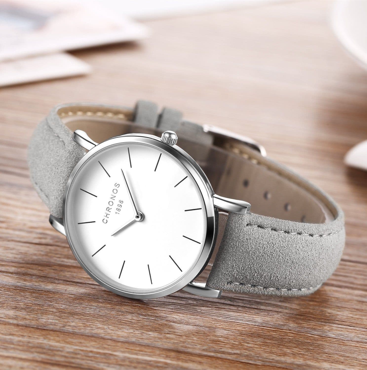 image-CHRONOS 36mm Women's Quartz Watch Round Dial PU Strap