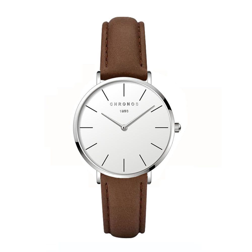 image-CHRONOS 36mm Women's Quartz Watch Round Dial PU Strap