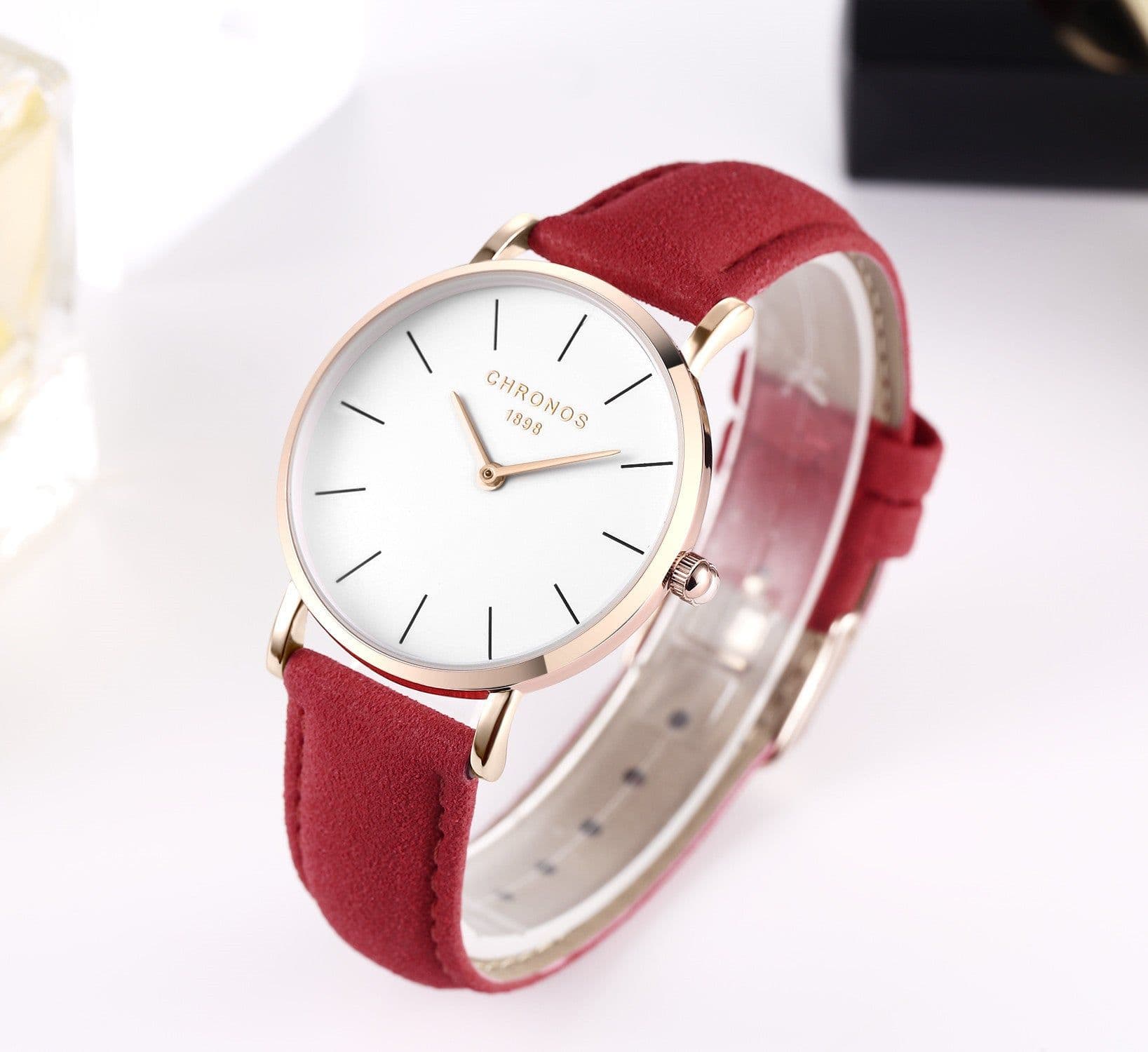 image-CHRONOS 36mm Women's Quartz Watch Round Dial PU Strap