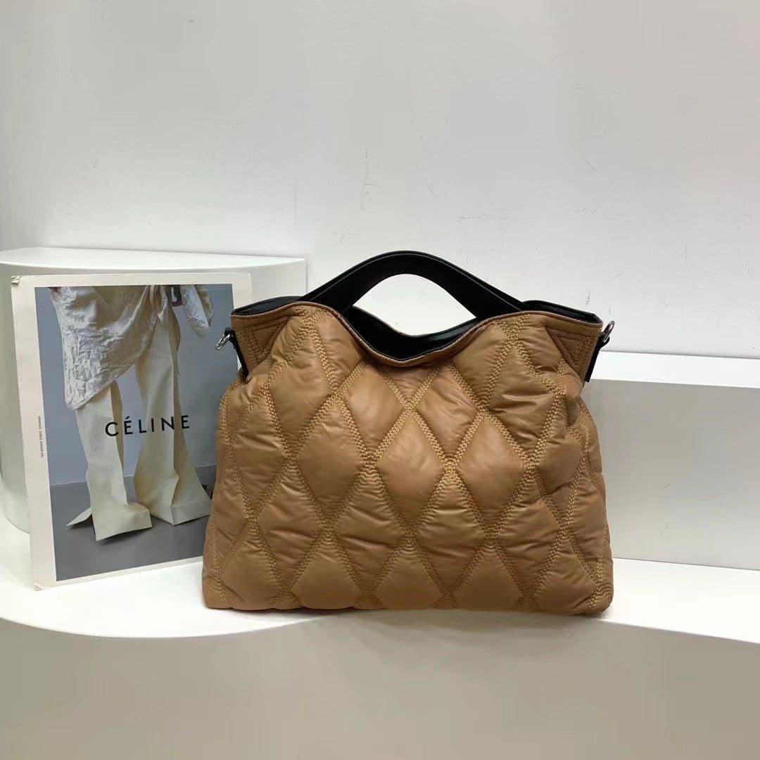 image-Women's Cotton Tote Bag Large Capacity Shoulder Handbag Khaki