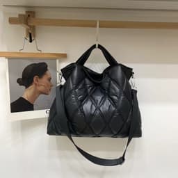 image-Women's Cotton Tote Bag Large Capacity Shoulder Handbag Khaki