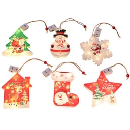 image-LED Christmas Tree Ornament Lights 10 Bulb Battery Operated 6pc Set